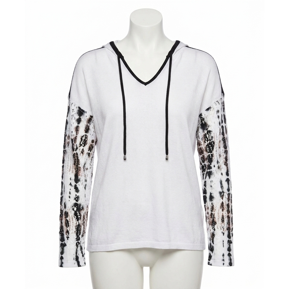 NEW ANGEL APPAREL v-neck hoodie in white/black